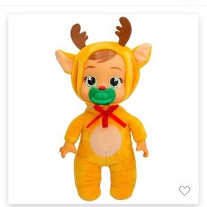 Cry babies Tiny Cuddles Christmas Ruthy with Reindeer Themed Pajamas.